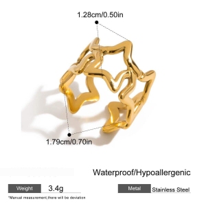 Bague Classique Star En Acier Inoxydable Étanche Couleur Or (1 Pièce) h5 