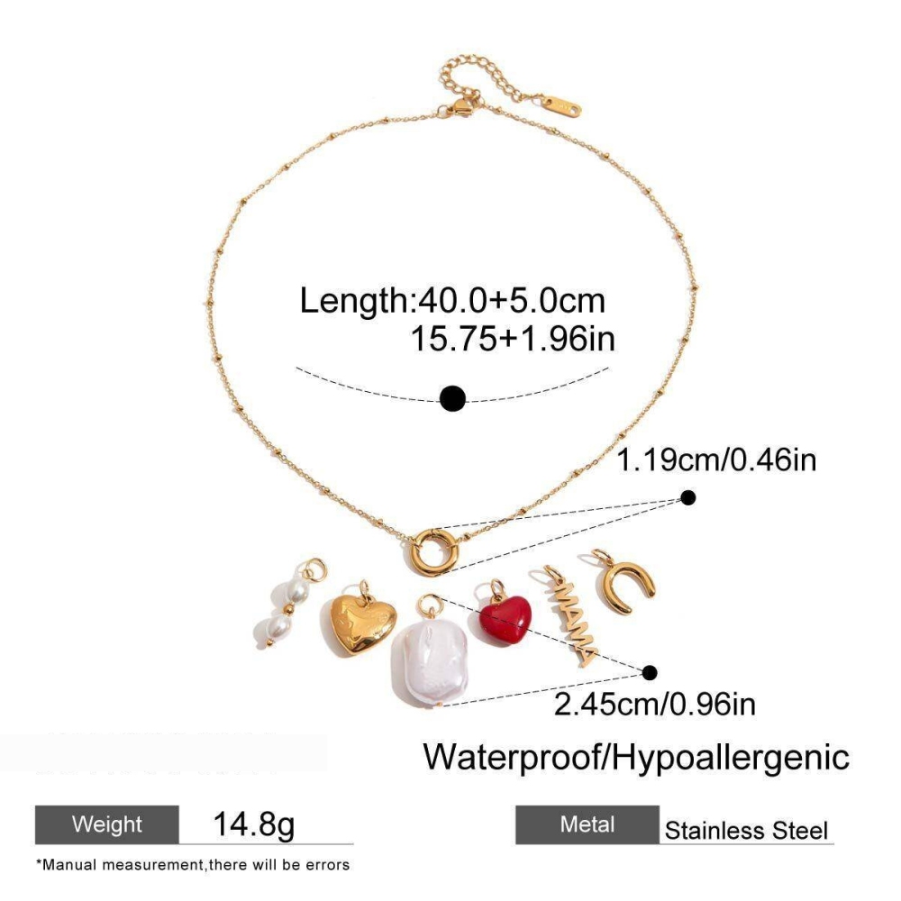 Collier Pendentif Femme En Forme De Cœur, Style Diy, En Acier Inoxydable, Couleur Or, Étanche. Image2