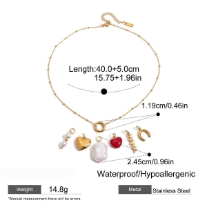 Collier Pendentif Femme En Forme De Cœur, Style Diy, En Acier Inoxydable, Couleur Or, Étanche. h5 Image2