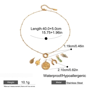 Collier Pendentif Trèfle Personnalisable En Acier Inoxydable, Étanche, Couleur Or, Pour Femme (1 Pièce) h5 Image2