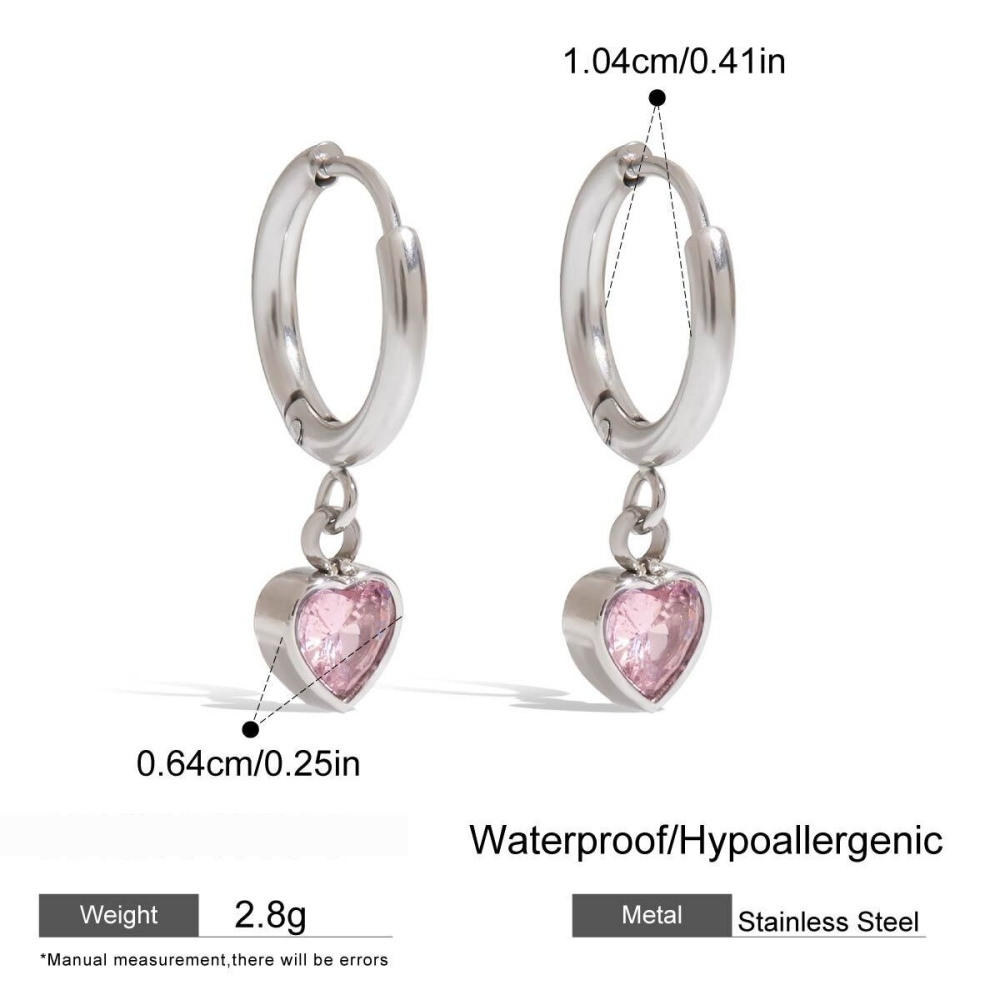 Boucles D'Oreilles En Acier Inoxydable Imperméables En Forme De Cœur 