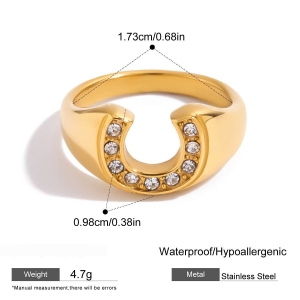 Bague Minimaliste En Acier Inoxydable Étanche Couleur Or, Forme En U h5 Image2