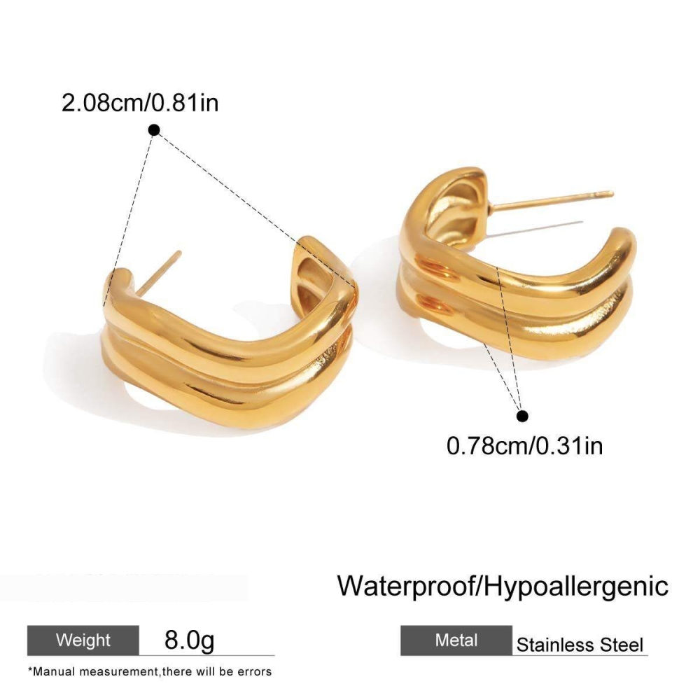 Boucles D'Oreilles Créoles Géométriques Simples En Acier Inoxydable Imperméable De Couleurs Assorties