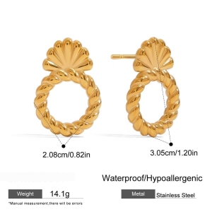 Boucles D'Oreilles Puces Rétro En Acier Inoxydable Étanche Couleur Or h5 