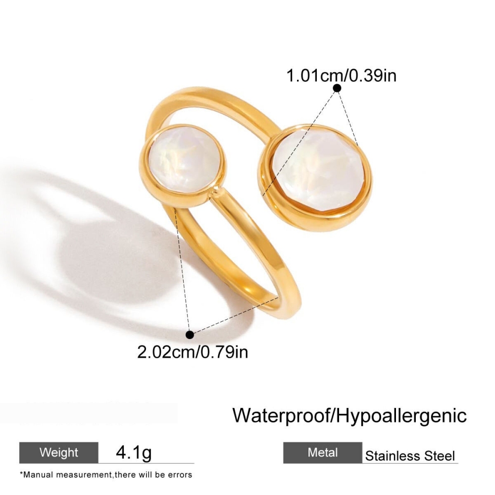Bagues Simples En Acier Inoxydable Étanches Couleur Or Avec Pierres Précieuses h5Image2