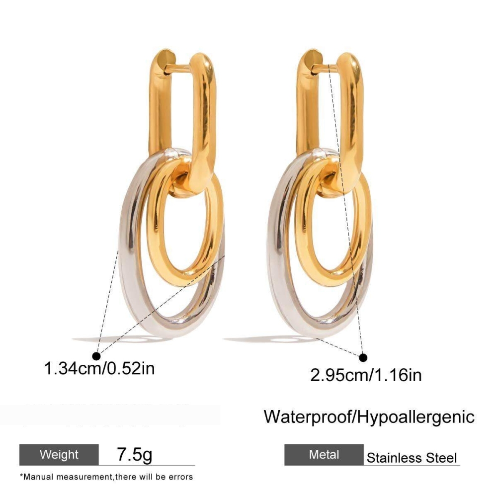 Boucles D'Oreilles Pendantes En Acier Inoxydable Étanche, Couleurs Assorties h5Image2