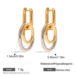 Boucles D'Oreilles Pendantes En Acier Inoxydable Étanche, Couleurs Assorties h5 Image2