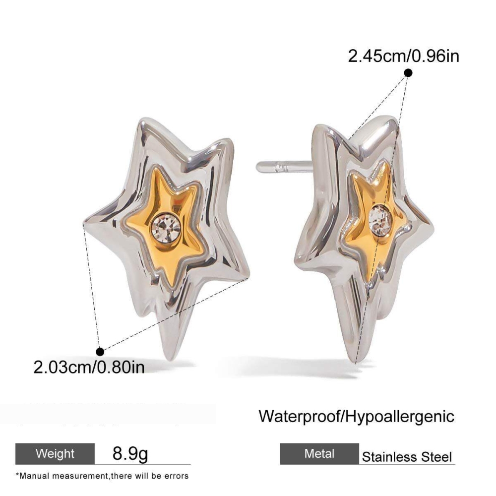 Ensemble De Boucles D'Oreilles Ins Style Star En Acier Inoxydable Couleur Or 