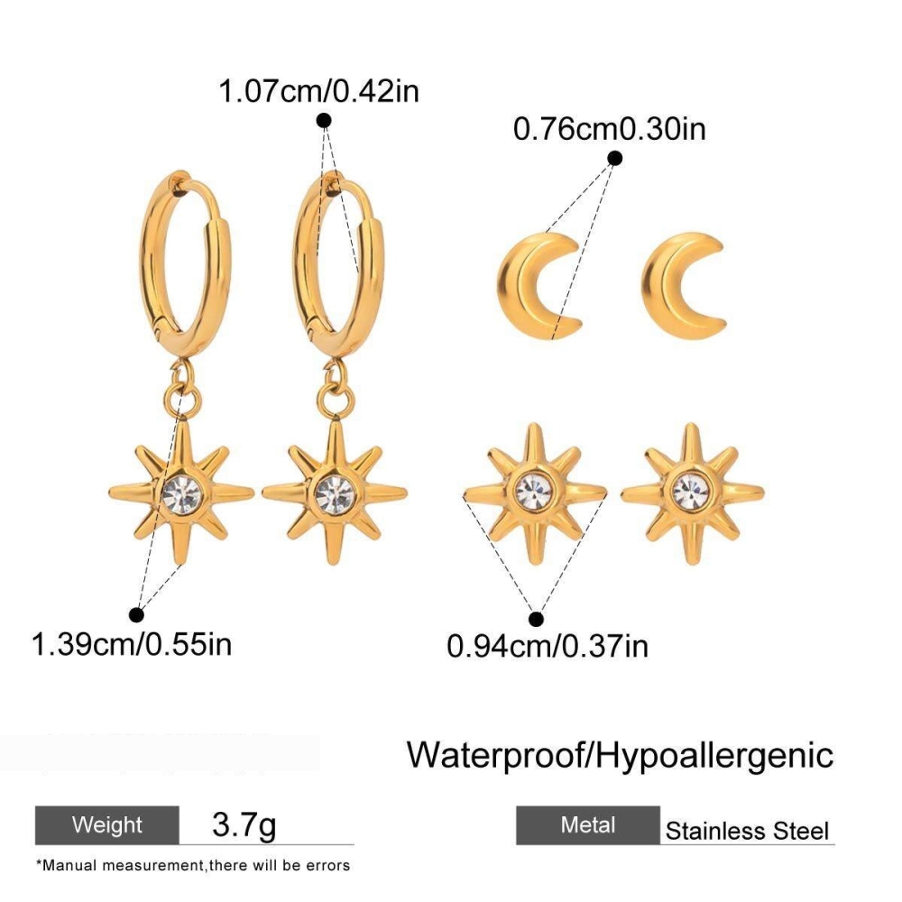 Ensembles De Boucles D'Oreilles Couleur Or En Acier Inoxydable Ins Style Image2