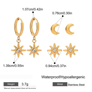 Ensembles De Boucles D'Oreilles Couleur Or En Acier Inoxydable Ins Style h5 Image2