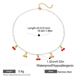 Collier Pendentif Sweet Cherry En Acier Inoxydable Étanche Couleur Or h5 Image2