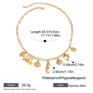 Collier Pendentif Oceanic En Acier Inoxydable Étanche Couleur Or h5 Image2