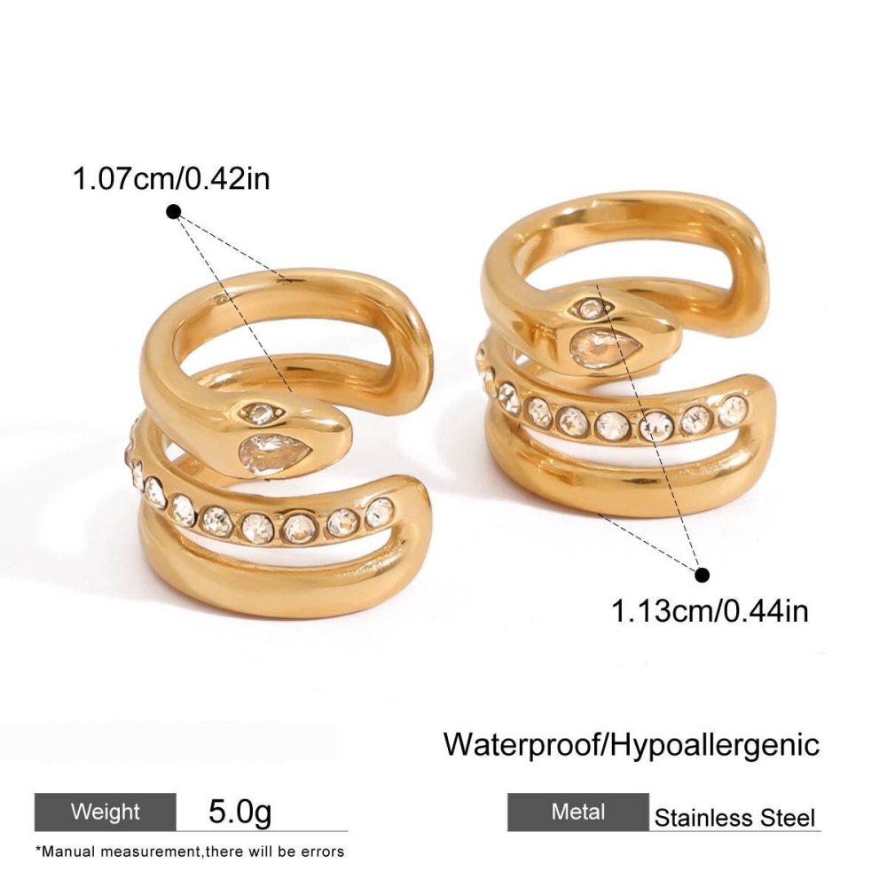 Boucles D'Oreilles Serpent En Acier Inoxydable Étanche Couleur Or 