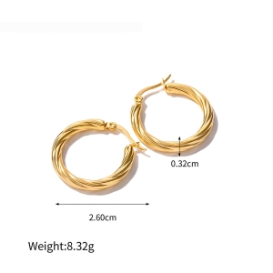 Boucles D'Oreilles Créoles Classiques En Acier Inoxydable Étanche Couleur Or h5