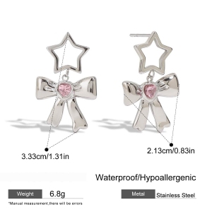 Boucles D'Oreilles Pendantes En Acier Inoxydable Avec Nœud Style Ins Style h5 Image2