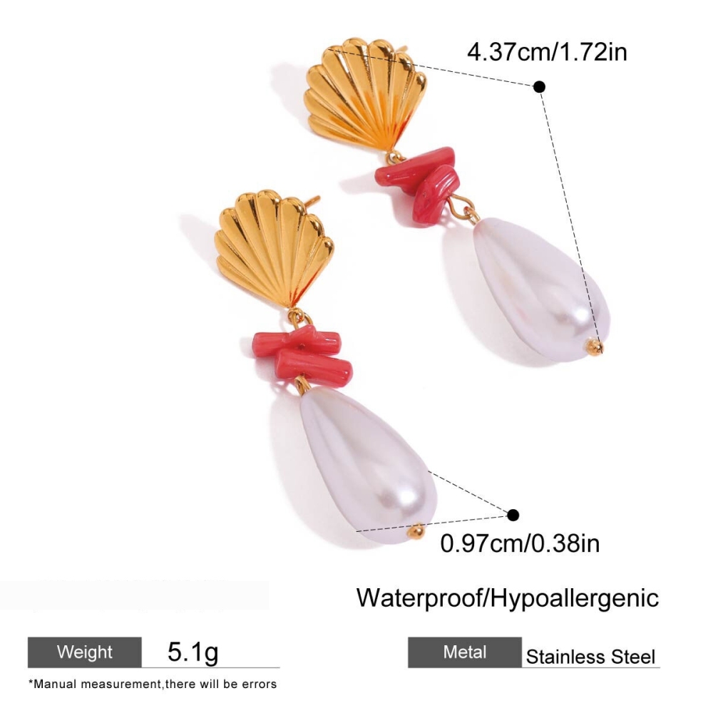 Boucles D'Oreilles Pendantes En Acier Inoxydable Couleur Or Ins Style Oceanic Image2