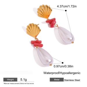 Boucles D'Oreilles Pendantes En Acier Inoxydable Couleur Or Ins Style Oceanic h5 Image2