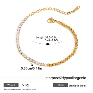 Bracelets À Perles Classiques Pour Femmes, En Acier Inoxydable, Étanches, Couleur Or h5 