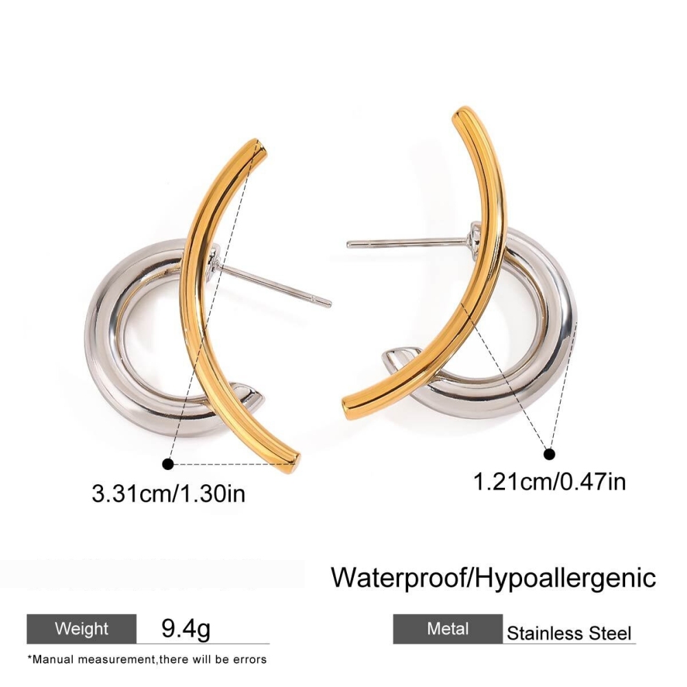 Boucles D'Oreilles Clous Géométriques Simples En Acier Inoxydable Imperméable De Couleurs Assorties 