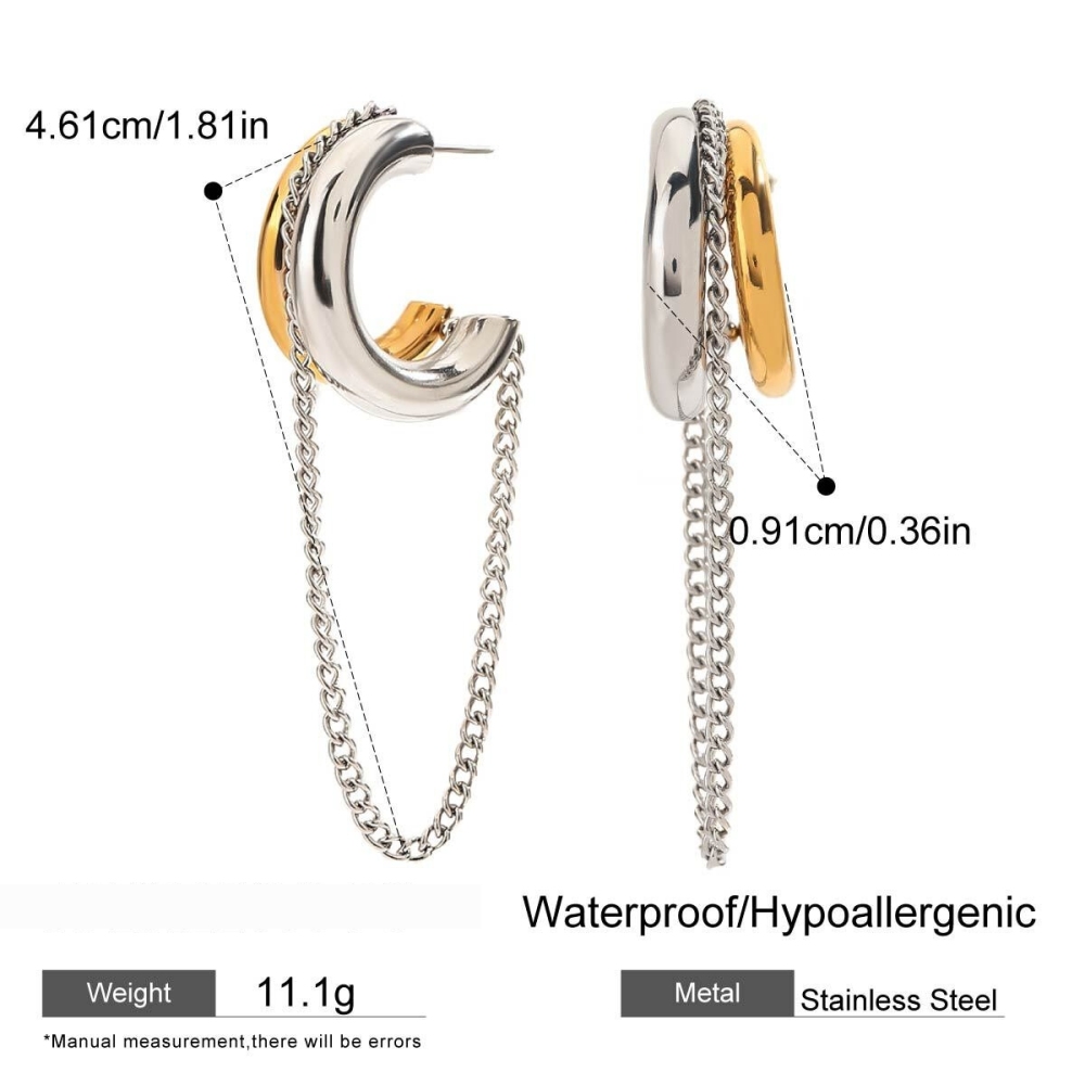 1 Paire De Boucles D'Oreilles Pendantes À Pampilles En Acier Inoxydable Couleur Or Pour Femme, Série Simple Style Ins Image2