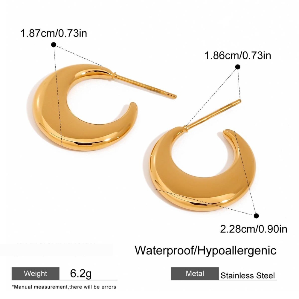 Boucles D'Oreilles Pendantes Moon En Acier Inoxydable Étanche, Couleur Or, Pour Femmes Image2