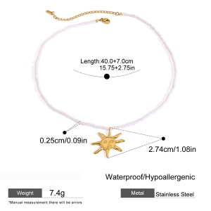 Collier De Perles Pour Femme, Collection Bohème Simple, Motif Tortue, En Acier Inoxydable Étanche Couleur Or (1 Pièce) h5 
