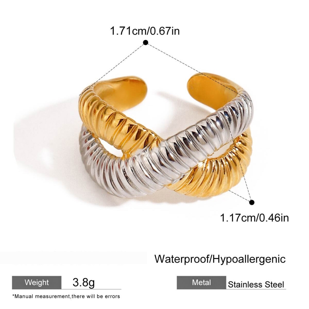 Bague Ajustable Pour Femme, Série Simple, Style Géométrique, En Acier Inoxydable, Couleur Or 
