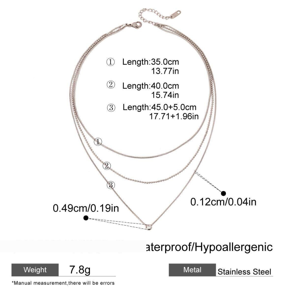 Colliers Superposés Pour Femmes, En Acier Inoxydable Imperméable, Collection Simple Series (1 Pièce) 