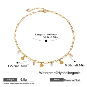 Collier Pendentif Coquillage Fileté En Acier Inoxydable Doré Étanche (1 Pièce) h5 