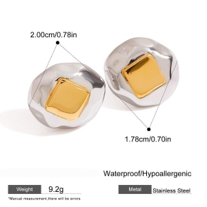1 Paire De Boucles D'Oreilles Puces Simples En Acier Inoxydable Étanche, Couleur Or Et Argent, Pour Femme. h5 