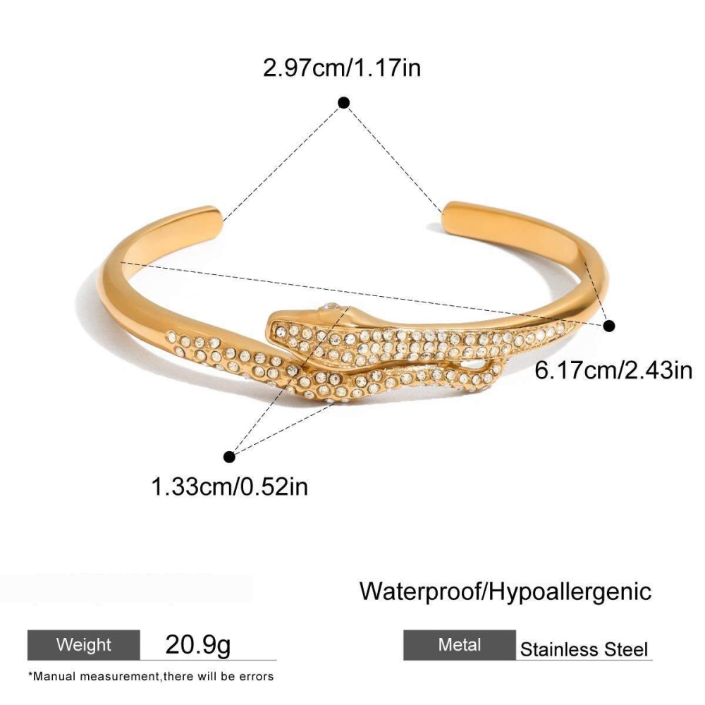Bracelet Jonc Rétro Pour Femme, En Acier Inoxydable, Étanche, Couleur Or, Forme Serpent (1 Pièce) 