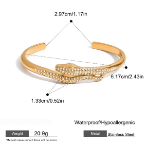 Bracelet Jonc Rétro Pour Femme, En Acier Inoxydable, Étanche, Couleur Or, Forme Serpent (1 Pièce) h5 