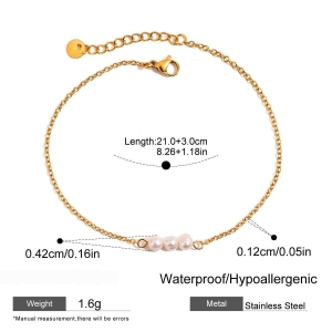 Bracelet De Cheville Pour Femme En Acier Inoxydable, Couleur Or, Orné De Perles (1 Pièce) h5 