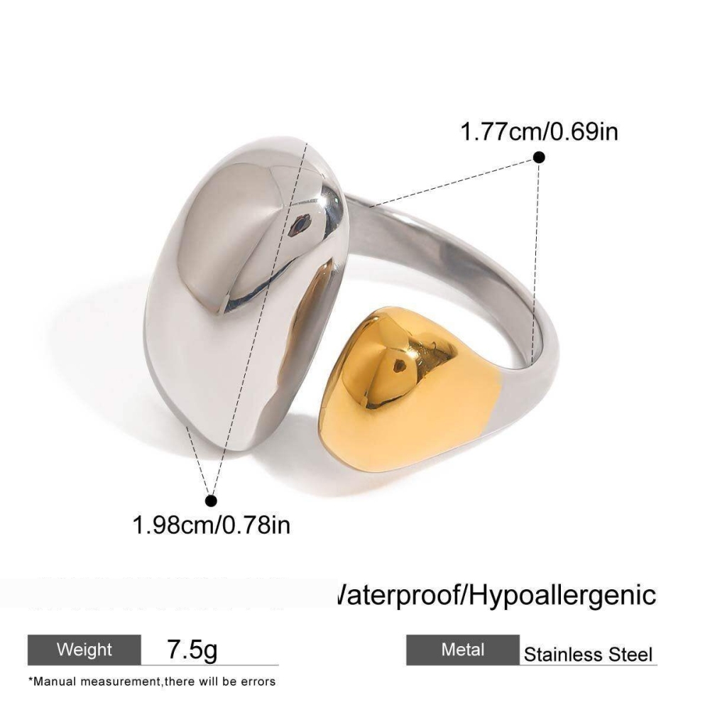 Bague Simple Pour Femme, Forme Ovale Irrégulière, En Acier Inoxydable, Couleur Or, Étanche (1 Pièce).