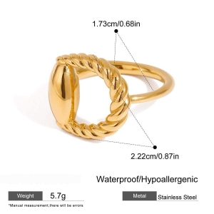 Bague Simple Pour Femme, En Acier Inoxydable Tressé En Forme De D, Couleur Or, Étanche, 1 Pièce. h5 