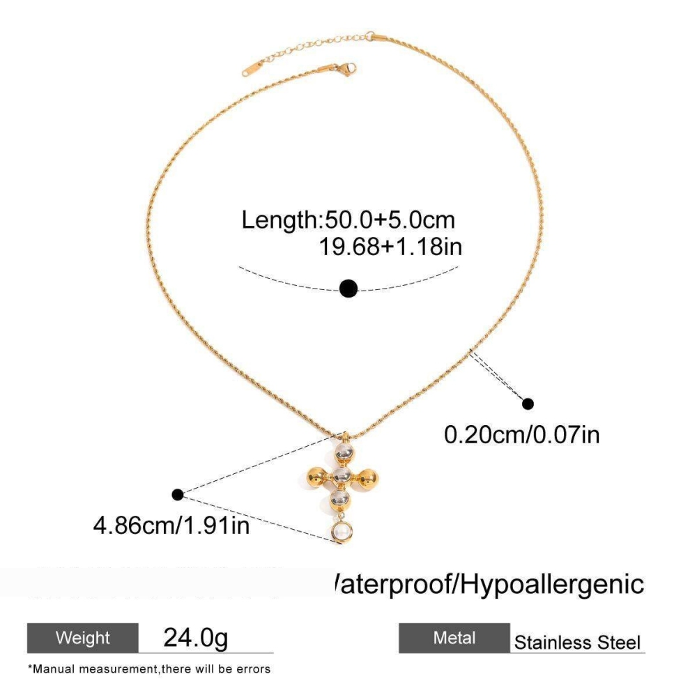 Collier Pendentif Croix Moderne Et Chic De La Série Classique, En Acier Inoxydable Étanche, Couleur Or Et Argent, Pour Femme (1 Pièce)