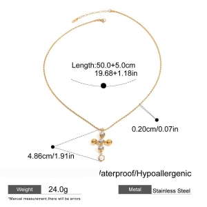 Collier Pendentif Croix Moderne Et Chic De La Série Classique, En Acier Inoxydable Étanche, Couleur Or Et Argent, Pour Femme (1 Pièce) h5