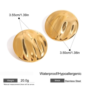Boucles D'Oreilles Puces Pour Femme, Motif Vague D'Eau, En Acier Inoxydable Étanche, Couleur Or (1 Paire), Collection Minimaliste h5