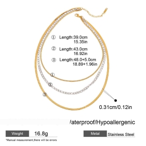 Colliers Superposés Pour Femmes, Style Simple Et Charmant, En Acier Inoxydable Étanche, Coloris Or Et Argent (1 Pièce) h5 