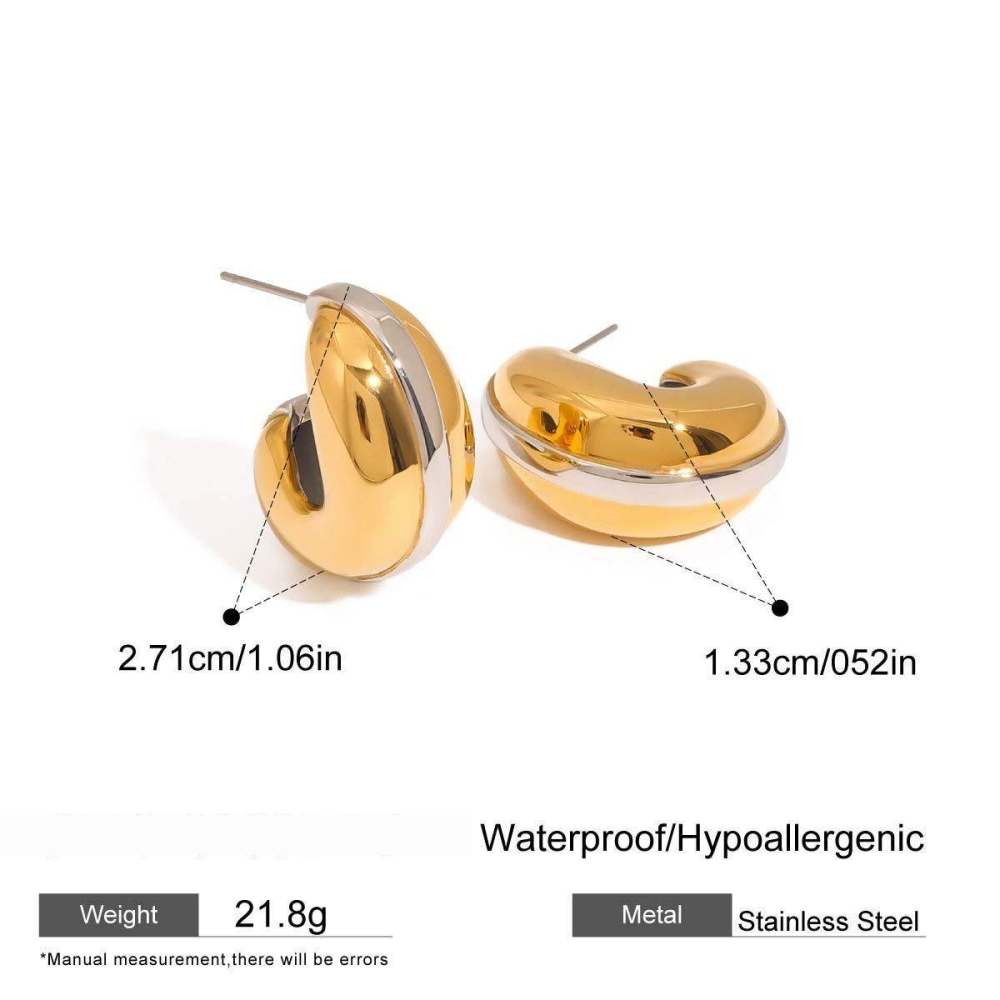 1 Paire De Boucles D'Oreilles À Tige En Acier Inoxydable Doré Pour Femme, , Série Simple 