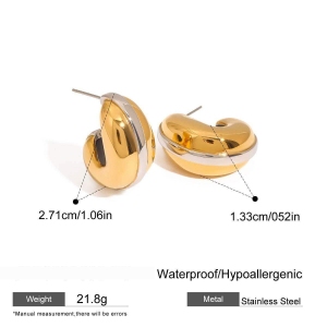 1 Paire De Boucles D'Oreilles À Tige En Acier Inoxydable Doré Pour Femme, , Série Simple h5 