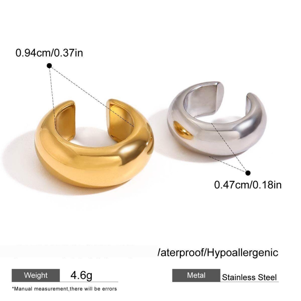 1 Paire De Manchettes D'Oreilles Annulaires Délicates En Acier Inoxydable Couleur Or Et Argent Pour Femmes 