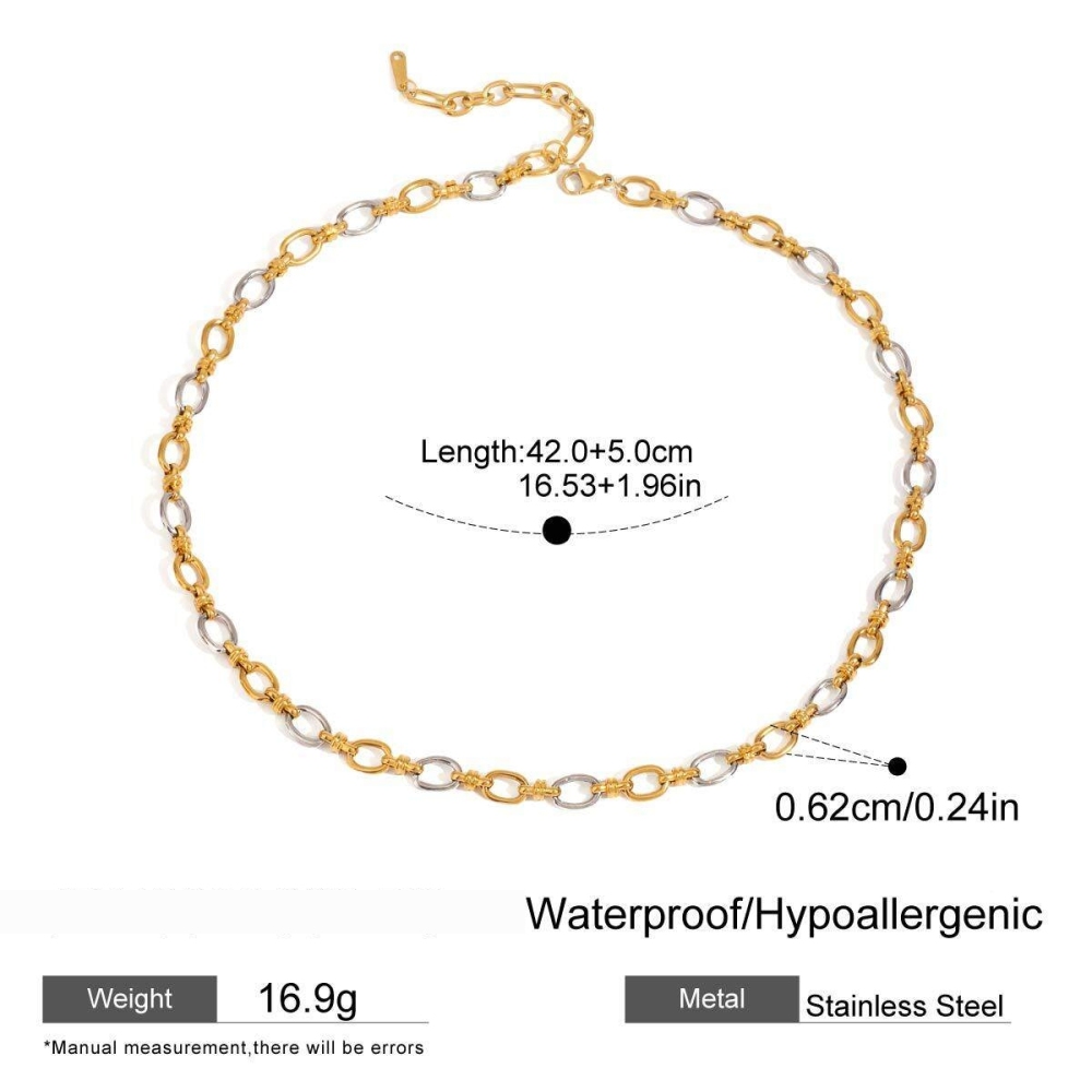 Collier Chaîne Sophistiquée Moderne En Acier Inoxydable, Étanche, Coloris Or Et Argent, Pour Femme (1 Pièce) 