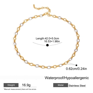 Collier Chaîne Sophistiquée Moderne En Acier Inoxydable, Étanche, Coloris Or Et Argent, Pour Femme (1 Pièce) h5 