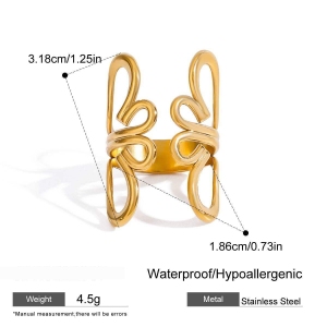 Bague Simple Pour Femme, En Acier Inoxydable Doré, Forme De Fleur Naturelle, Collection Romantique (1 Pièce). h5 