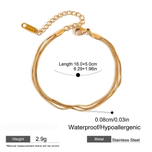 Bracelet Chaîne Femme Élégant, Ligne Délicate, En Acier Inoxydable, Étanche, Couleur Or (1 Pièce). h5
