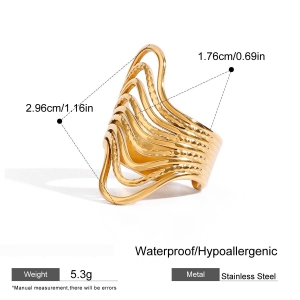 Bague Ajustable Pour Femme, Collection Minimaliste Chic, En Acier Inoxydable Étanche Couleur Or (1 Pièce). h5