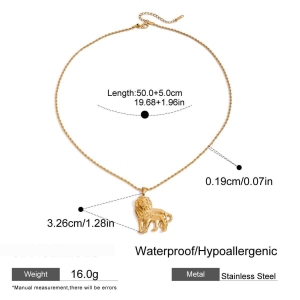 Collier Pendentif Femme En Acier Inoxydable Doré, Motif Lion Délicat, Collection Luxueuse (1 Pièce) h5 