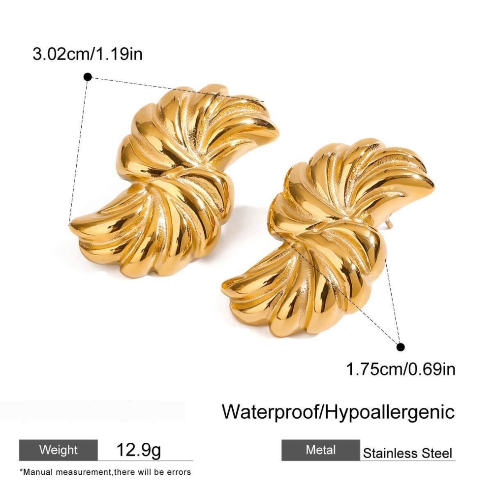 Boucles D'Oreilles Puces Pour Femme, Collection Classique, Style Irrégulier Et Épuré, En Acier Inoxydable Étanche, Couleur Or (1 Paire). 