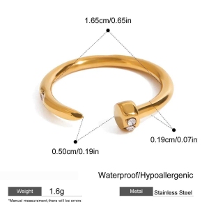 Bague Simple Pour Femme, Collection Modern Series Classic Annular Nail, En Acier Inoxydable Étanche Couleur Or. h5